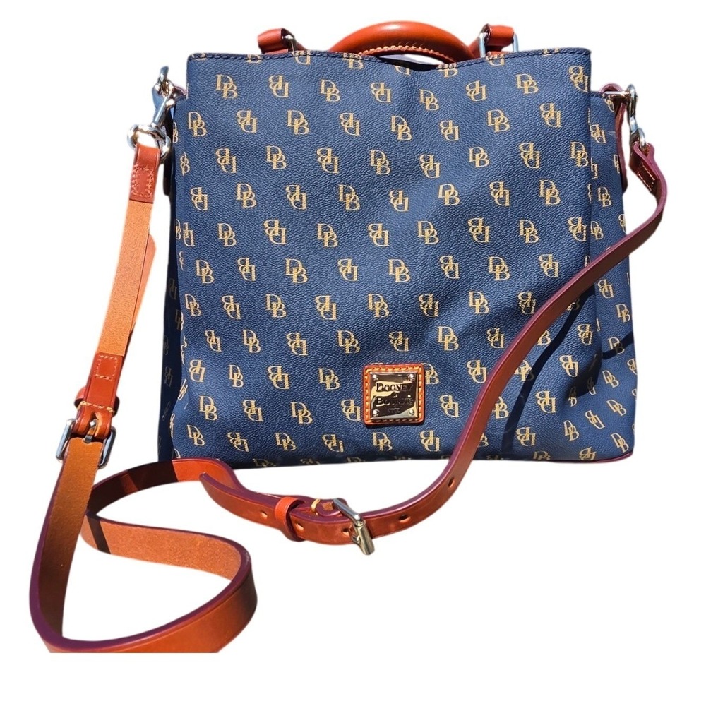 Dooney & Bourke Tote Womens Small Navy New Gretta Monogram Crossbody Shopper - Picture 2 of 14
